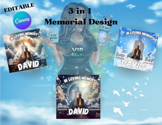 In Loving Memory editable in CANVA FILE,  Heaven's Gate Memorial Background for Funeral, Memorial & Remembrance