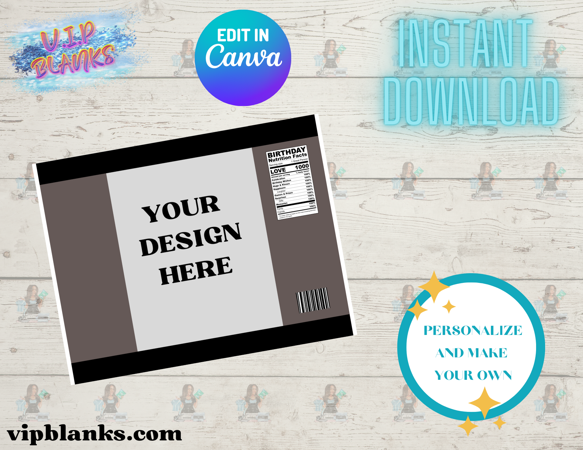 Chip Bag Template, Canva Editable Template, Digital Item