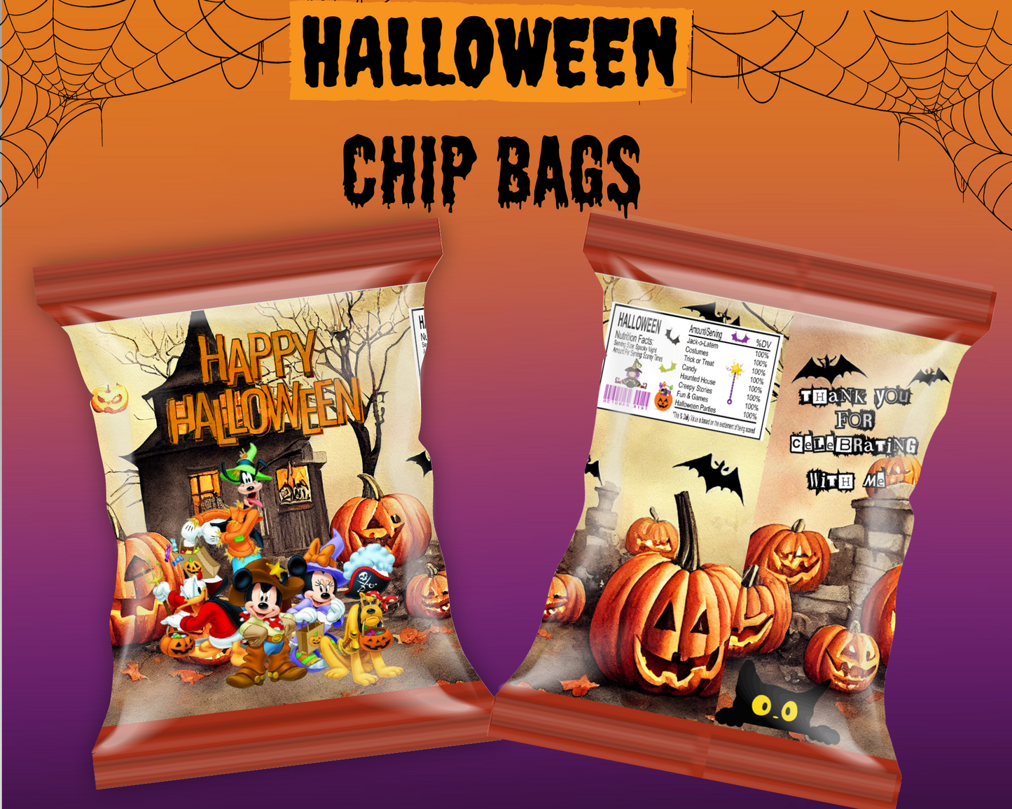 Halloween Chip Bag *Instant Download*Mickey