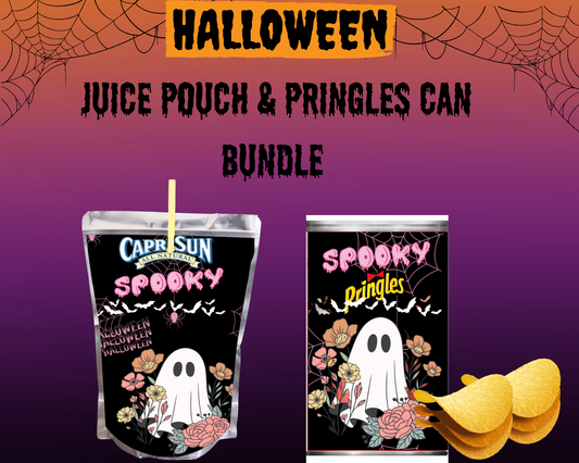 Halloween JUICE POUCH & PRINGLES CAN BUNDLE   *Instant Download*SPOOKY