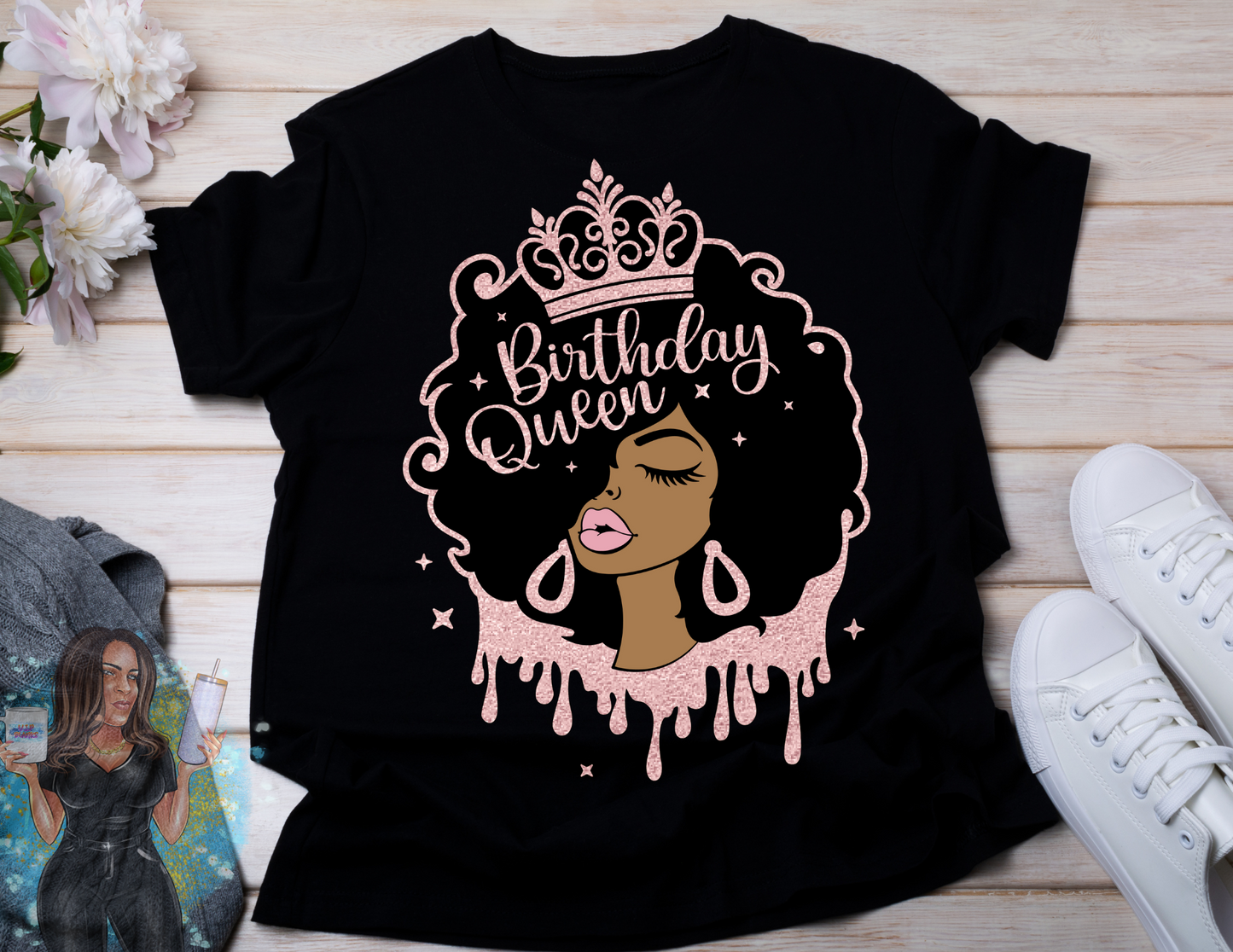 Afro Girl Birthday Queen (TRANSFER)