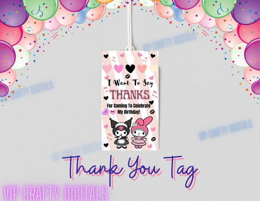 Thank you tags , My melody, Birthday tags